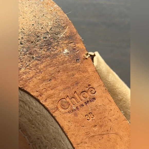 Chloe Lauren Espadrille Suede Beige Wedges size 8 - Picture 12 of 12